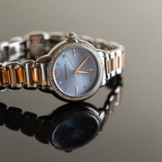 Emporio Armani Three Hand Blue Dial Two Tone Steel Strap Watch for Women - AR11597