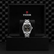 Tudor Black Bay Pro Black Dial Silver Steel Strap Watch for Men - M79470-0001