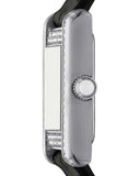 Emporio Armani Classic Crystals Silver Dial Black Leather Strap Watch for Women - AR11660