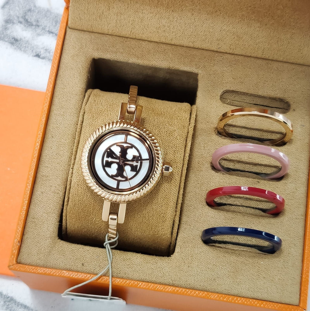 Tory Burch Riva Gold Dial Gold Steel Strap Watch for Women