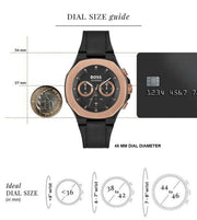 Hugo Boss Taper Chronograph Black Dial Black Leather Strap Watch for Men - 1514089