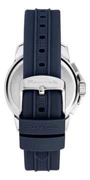 Maserati Successo Chronograph Silver Dial Blue Silicone Strap Watch for Men - R8871621042