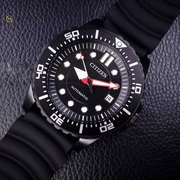 Citizen Mechanical Automatic Black Dial Black Rubber Strap Watch for Men - NJ0125-11E