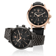 Maserati Epoca Limited Edition Chronograph Black Dial Black Leather Strap Watch for Men - R8871618015