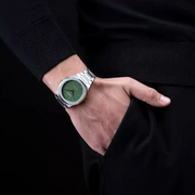 D1 Milano Ultra Thin Moss Green Dial Silver Steel Strap Watch for Men - D1-UTBJ06