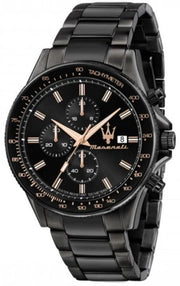 Maserati SFIDA Limited Edition Chronograph Black Dial Black Steel Strap Watch for Men - R8873640016