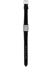 Emporio Armani Classic Crystals Silver Dial Black Leather Strap Watch for Women - AR11660