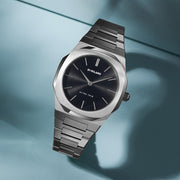 D1 Milano Ultra Thin Black Dial Silver Steel Strap Watch for Women - D1-UTBL05