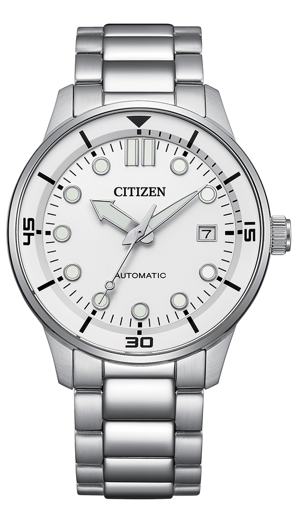 Citizen Mechanical Automatic White Dial Silver Steel Strap Watch for Men - NJ0191-83A