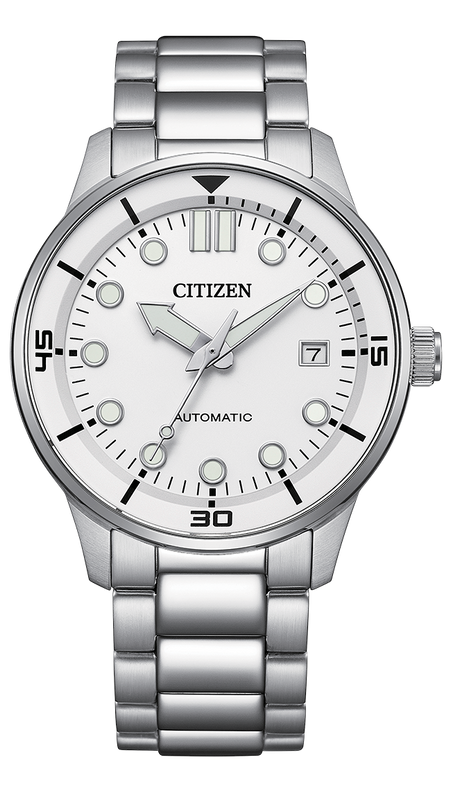 Citizen Mechanical Automatic White Dial Silver Steel Strap Watch for Men - NJ0191-83A