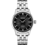 Seiko Presage Cocktail Time Automatic Black Dial Silver Steel Strap Watch for Men - SRPE17J1