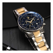 Maserati SFIDA Limited Edition Chronograph Blue Dial Two Tone Steel Strap Watch for Men - R8873640017
