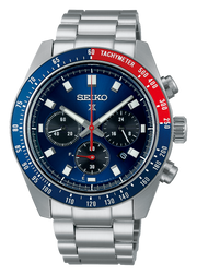 Seiko Prospex Speedtimer Solar Chronograph Blue Dial Silver Steel Strap Watch for Men - SSC913