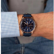 Maserati Sorpasso Chronograph Blue Dial Blue Leather Strap Watch for Men - R8871624009