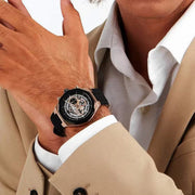 Maserati Stile Skeleton Chronograph Black Dial Black Silicone Strap Watch for Men - R8871642003
