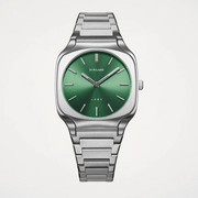 D1 Milano Square Eden Green Dial Silver Steel Strap Watch for Men - D1-SQBJ06
