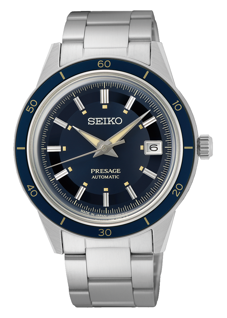 Seiko Presage Style60's Automatic Blue Dial Silver Steel Strap Watch for Men - SRPG05J1