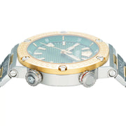 Versace Greca Logo Diver Quartz Green Dial Two Tone Steel Strap Watch for Men - VE8G00524