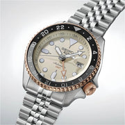 Seiko 5 GMT Sport Asia Exclusive Limited Edition Off White Dial Silver Steel Strap Watch for Men - SSK046K1