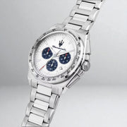 Maserati Velocità Chronograph White Dial Silver Steel Strap Watch for Men - R8873652007