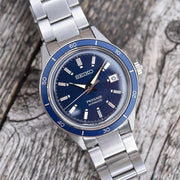Seiko Presage Style60's Automatic Blue Dial Silver Steel Strap Watch for Men - SRPG05J1