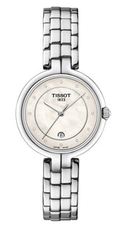 Tissot T-Lady Flamingo Diamonds Mother of Pearl Dial SIlver Steel Strap Watch for Women - T094.210.11.116.02