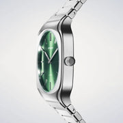 D1 Milano Square Eden Green Dial Silver Steel Strap Watch for Men - D1-SQBJ06