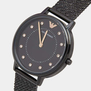 Emporio Armani Kappa Black Dial Black Mesh Strap Watch for Women - AR11252