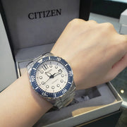 Citizen Mechanical Automatic White Dial Silver Steel Strap Watch for Men - NJ0171-81A