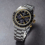 Seiko Prospex Speedtimer Solar Chronograph Black Dial Silver Steel Strap Watch for Men - SSC941