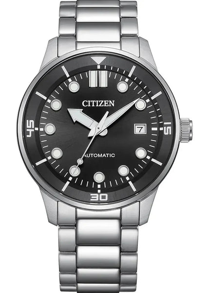 Citizen Mechanical Automatic Black Dial Silver Steel Strap Watch
