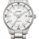 Citizen Mechanical Automatic White Dial Silver Steel Strap Watch for Men - NJ0191-83A