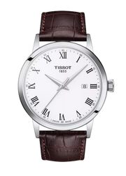 Tissot T Classic Dream Quartz White Dial Brown Leather Strap Watch for Men - T129.410.16.013.00