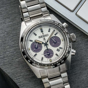 Seiko Prospex Speedtimer Solar Chronograph White Dial Silver Steel Strap Watch for Men - SSC813
