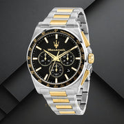 Maserati Velocità Chronograph Black Dial Two Tone Steel Strap Watch for Men - R8873652003