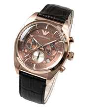 Emporio Armani Classic Chronograph Brown Dial Brown Leather Strap Watch for Men - AR0371
