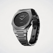 D1 Milano Ultra Thin Black Dial Gray Steel Strap Watch for Men - D1-UTBJ15