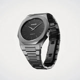 D1 Milano Ultra Thin Black Dial Gray Steel Strap Watch for Men - D1-UTBJ15