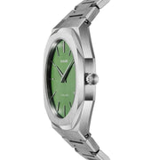 D1 Milano Ultra Thin Moss Green Dial Silver Steel Strap Watch for Men - D1-UTBJ06