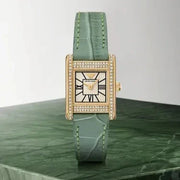 Emporio Armani Classic White Dial Green Leather Strap Watch for Women - AR11661