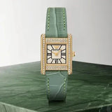Emporio Armani Classic White Dial Green Leather Strap Watch for Women - AR11661