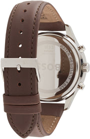 Hugo Boss Avery Chronograph Grey Dial Brown Leather Strap Watch for Men - 1514155
