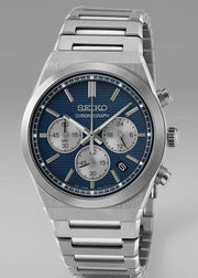 Seiko Conceptual Chronograph Blue Dial Silver Steel Strap Watch for Men- SSB453P1