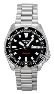 Seiko 5 Sports SKX Automatic Black Dial Silver Steel Strap Watch for Men - SRPL85K1
