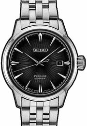 Seiko Presage Cocktail Time Automatic Black Dial Silver Steel Strap Watch for Men - SRPE17J1
