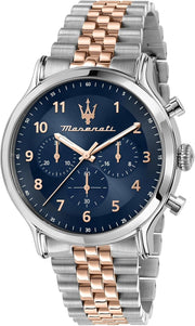 Maserati Epoca Limited Edition Chronograph Blue Dial Two Tone Steel Strap Watch for Men - R8873618021