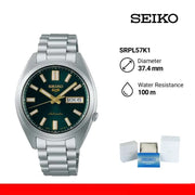Seiko 5 Sports Automatic Green Dial Silver Steel Strap Watch for Men - SRPL57K1