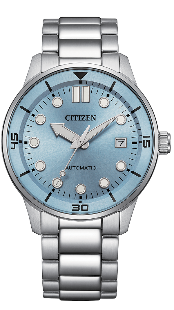 Citizen Mechanical Automatic Light Blue Dial Silver Steel Strap Watch for Men - NJ0191-83L