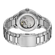 Citizen Mechanical Automatic Black Dial Silver Steel Strap Watch for Men - NJ0191-83E