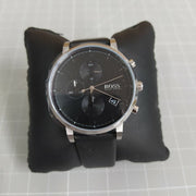 Hugo Boss Integrity Chronograph Black Dial Black Leather Strap Watch for Men - 1513777